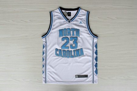 Maillot De Basket NCAA North Carolina University Michael Jordan 23 Engrener Blanc